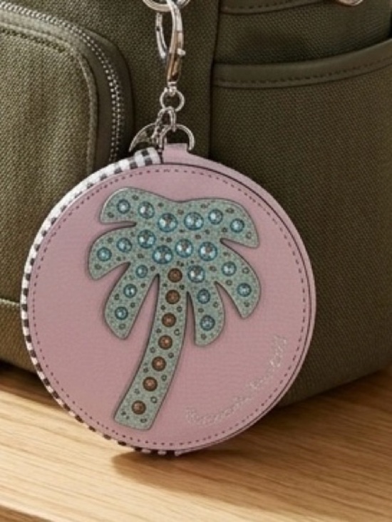 Henry Bendel Handbags - Henry Bendel- Pink Palm-Embellished Mini Bag Charm Keychain